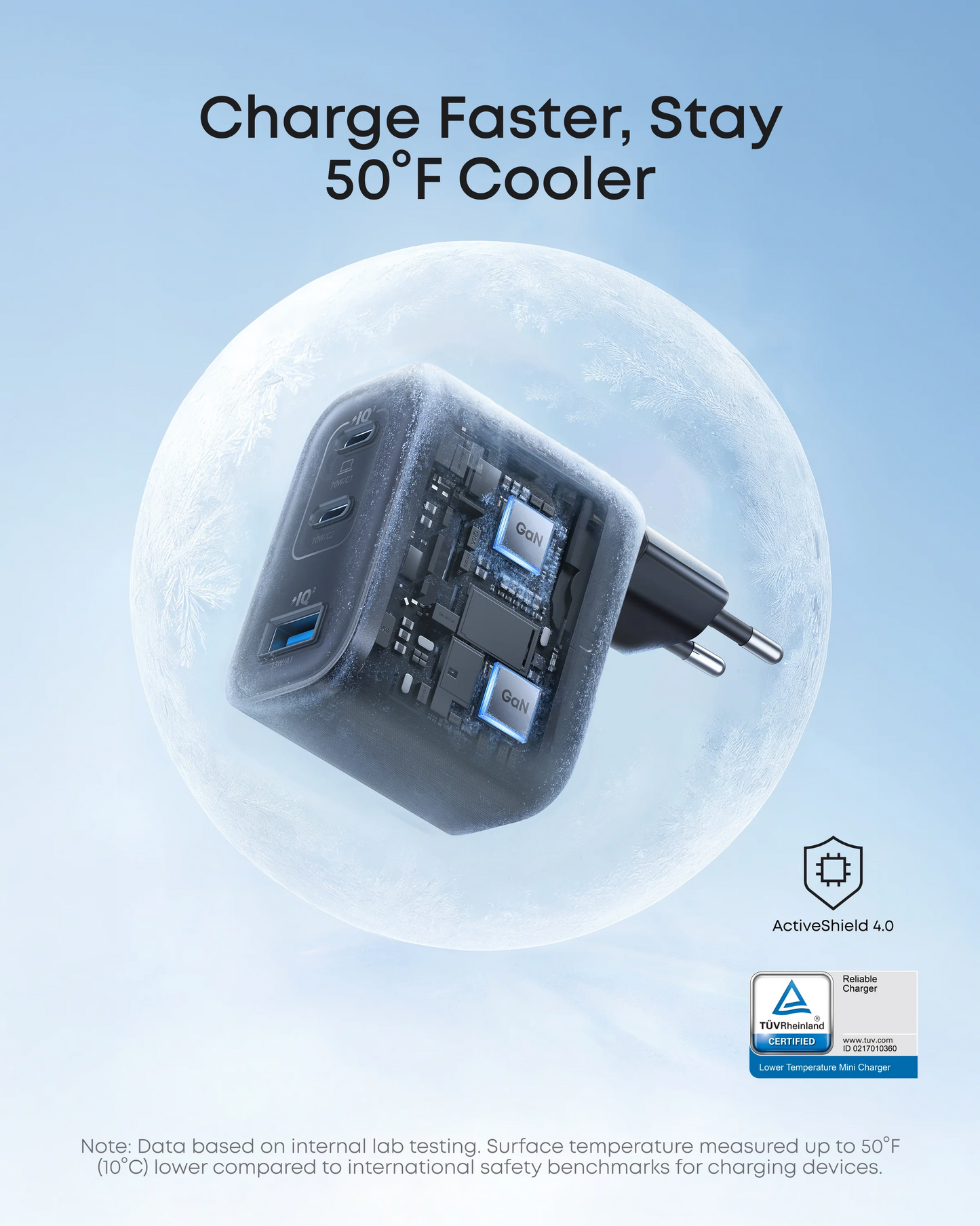 Anker Nano USB-C hálózati töltő kábellel, 70W, 3.5A, 1 x USB-A - 2 x USB-C, Szürke B121A311