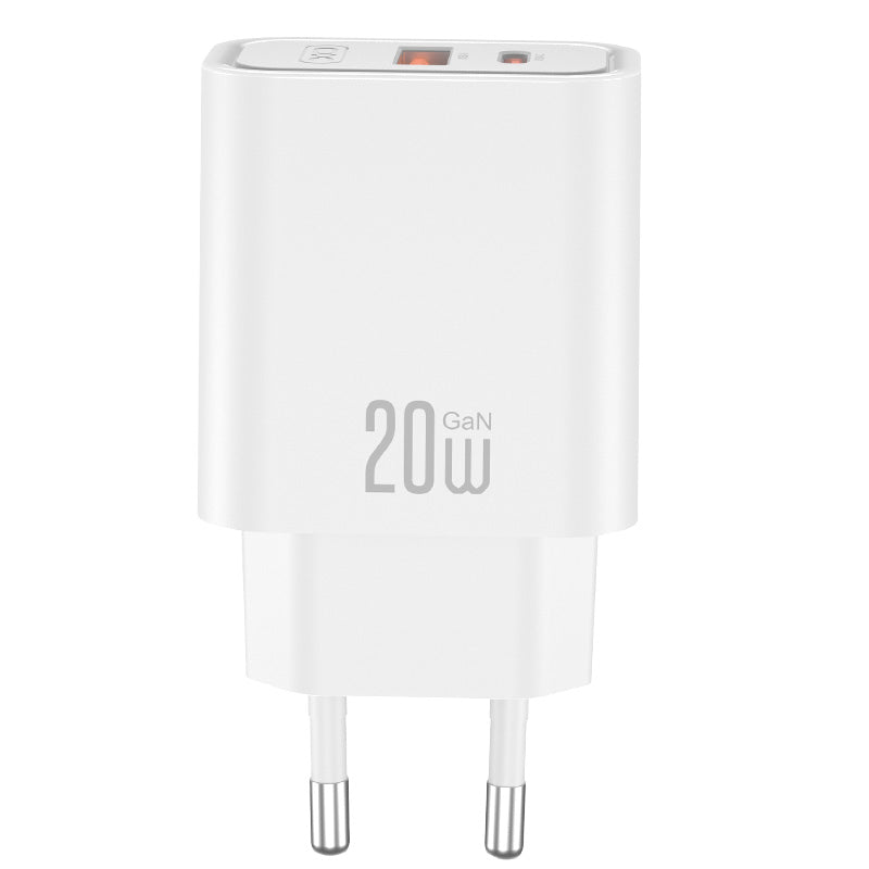 XO Design CE40 USB-C kábeles hálózati töltő, 20W, 3A, 1 x USB-A - 1 x USB-C, Fehér