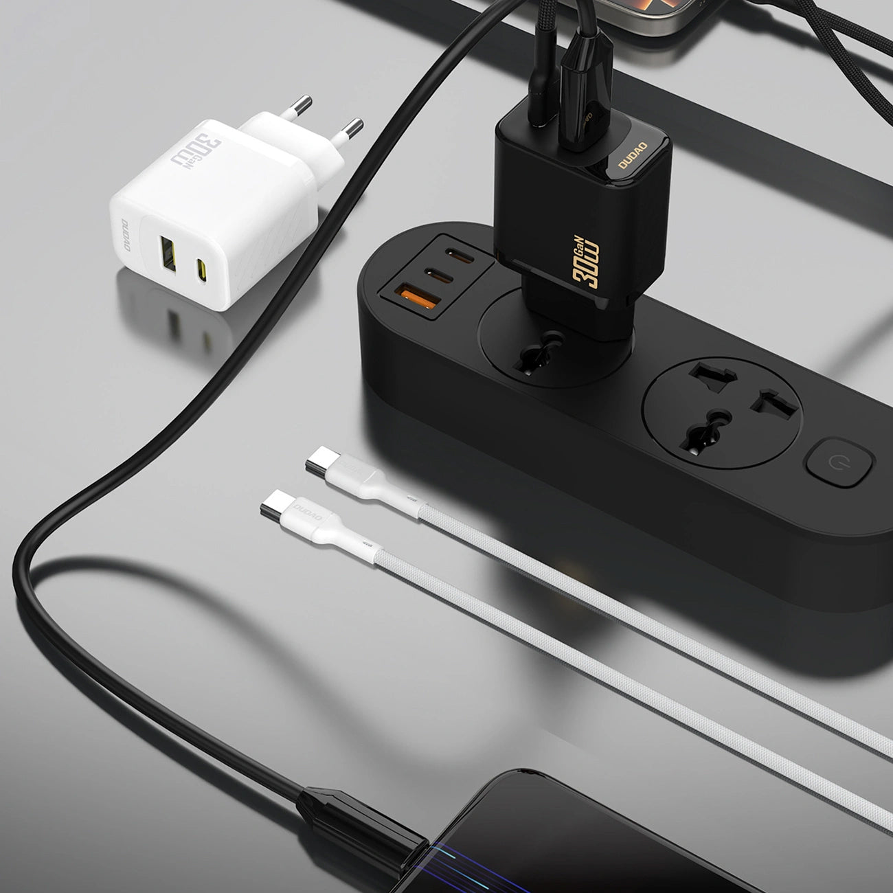 Hálózati töltő USB-C kábellel Dudao A27TCEU, 30W, 1 x USB-A - 1 x USB-C, Fehér