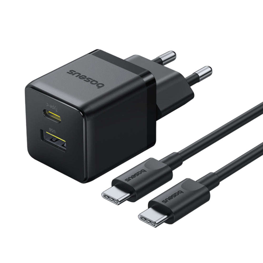 Baseus Palm USB-C hálózati töltő kábel, 30W, 3A, 1 x USB-A - 1 x USB-C, Fekete P1011160A113-01