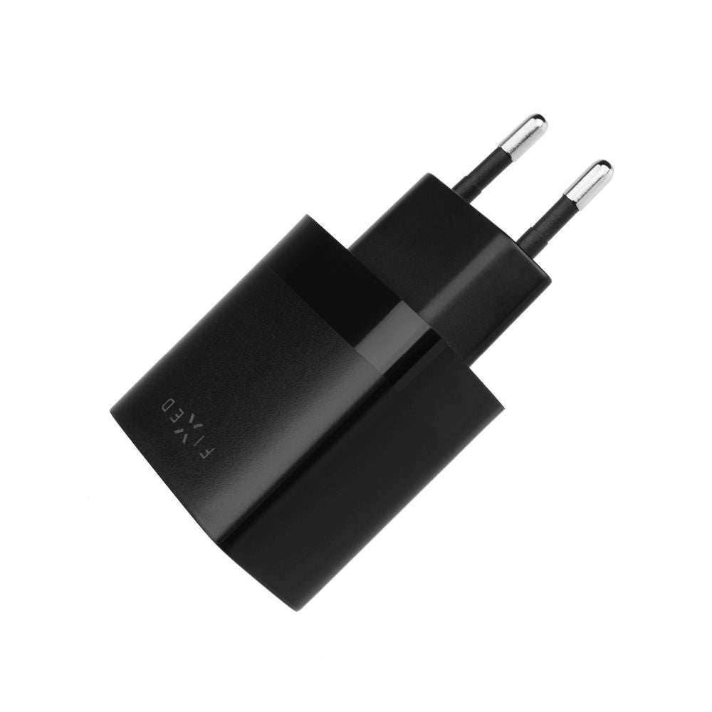 Fixed mikroUSB kábelos hálózati töltő, 17W, 3A, 2 x USB-A, Fekete