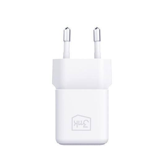 Hálózati töltő USB-C kábellel 3MK Hyper, 25W, 3A, 1 x USB-C, Fehér