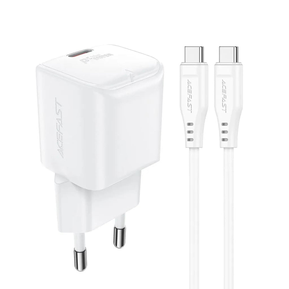 Hálózati töltő USB-C kábellel Acefast A77, 30W, 3A, 1 x USB-C, Fehér