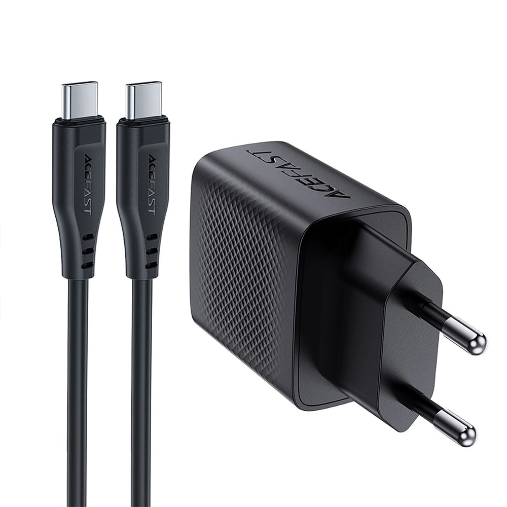 Hálózati töltő USB-C kábellel Acefast A82, 20W, 3A, 1 x USB-C, Fekete