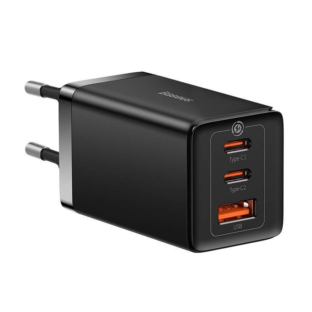 Hálózati töltő USB-C kábellel Baseus GaN5 Pro, 65W, 3.25A, 1 x USB-A - 2 x USB-C, Fekete C0206500