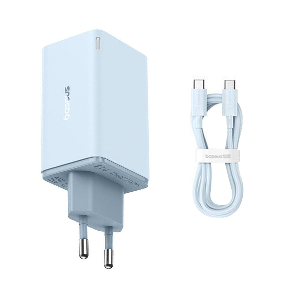 Hálózati töltő USB-C kábellel Baseus GaN6 Pro, 65W, 3.25A, 2 x USB-A - 2 x USB-C, Kék E0121D00
