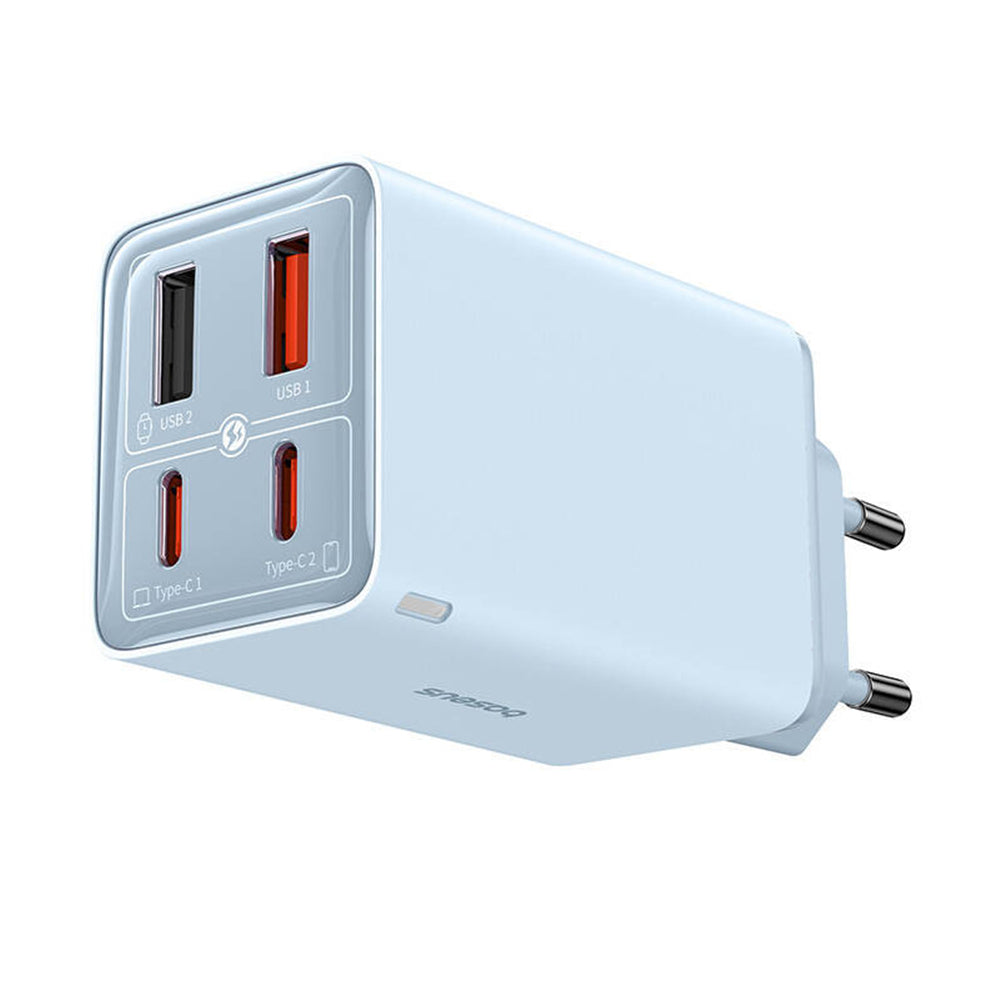 Hálózati töltő USB-C kábellel Baseus GaN6 Pro, 65W, 3.25A, 2 x USB-A - 2 x USB-C, Kék E0121D00