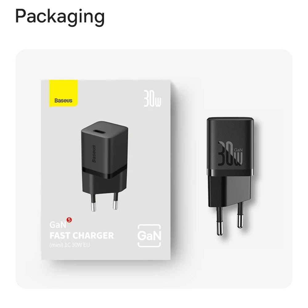 Baseus GaN Mini 1C USB-C hálózati töltő, 30W, 3A, 1 x USB-C, kék P10110902313-00