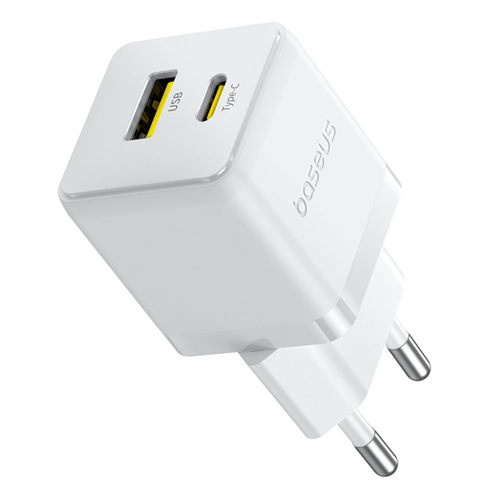 Baseus Palm USB-C hálózati töltő kábellel, 30W, 3A, 1 x USB-A - 1 x USB-C, Fehér P1011160A213-01