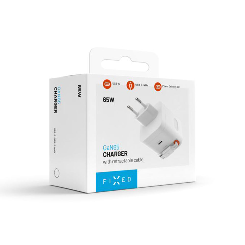 Fixed USB-C kábelhálózati töltő, 65W, 3.25A, 1 x USB-C, Fekete