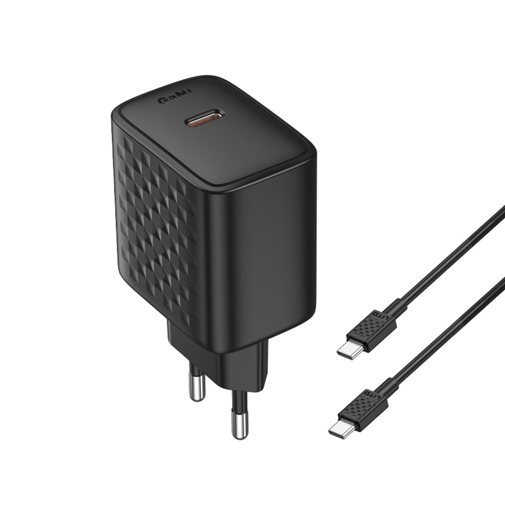 Hálózati töltő USB-C kábellel Lito LC20T, 45W, 3A, 1 x USB-C, Fekete