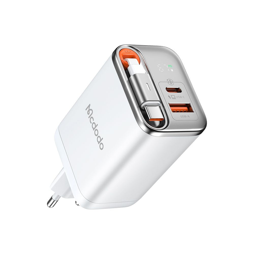 McDodo CH-4103 FreeGo Display USB-C hálózati töltő, 67W, 3.35A, 1 x USB-A - 1 x USB-C, fehér
