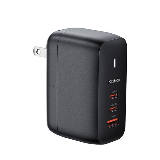 Hálózati töltő USB-C kábellel McDodo CH-8442 Mecha Travel, 65W, 5A, 1 x USB-A - 2 x USB-C, Fekete