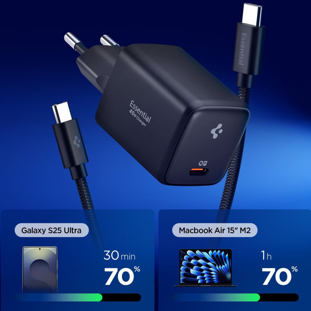 Spigen EE451EU Essential USB-C hálózati töltő, 45W, 3A, 1 x USB-C, Fekete ACH09474