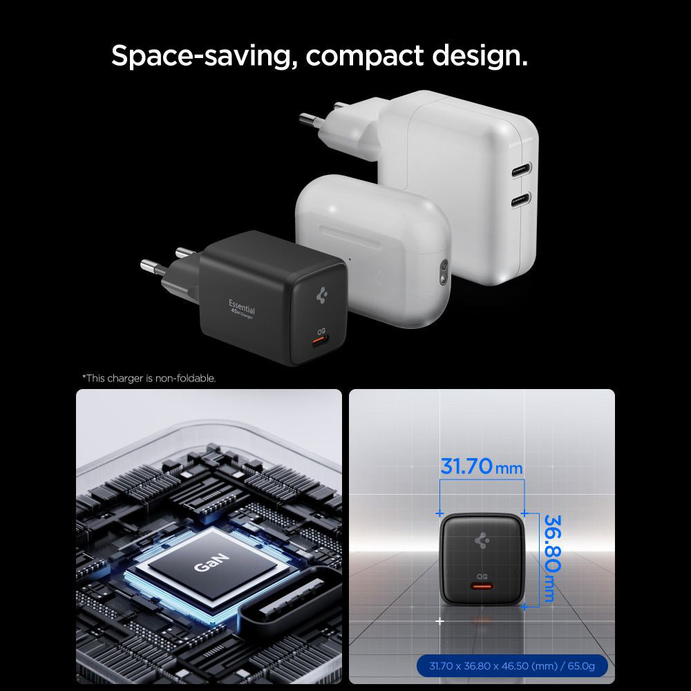 Spigen EE451EU Essential USB-C hálózati töltő, 45W, 3A, 1 x USB-C, Fekete ACH09474