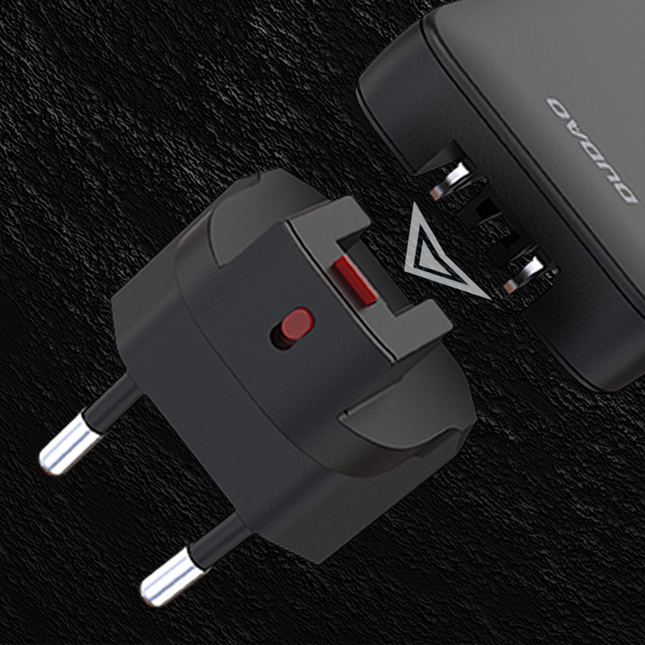 Dudao A65Q Travel hálózati töltő, 65W, 3.25A, 1 x USB-A - 1 x USB-C, Fekete