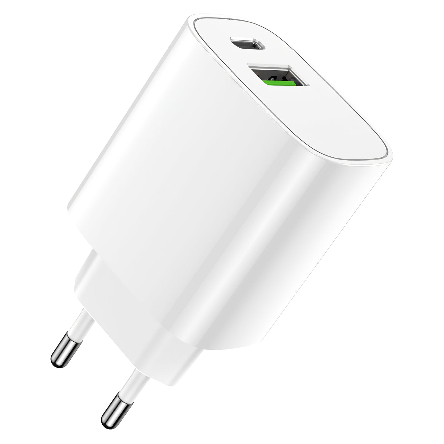 Hálózati töltő Forever LS-04, 20W, 3A, 1 x USB-A - 1 x USB-C, Fehér