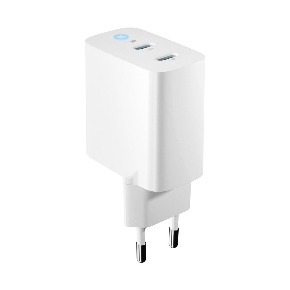 Forever hálózati töltő TC-06-40CC, 40W, 3A, 2 x USB-C, Fehér