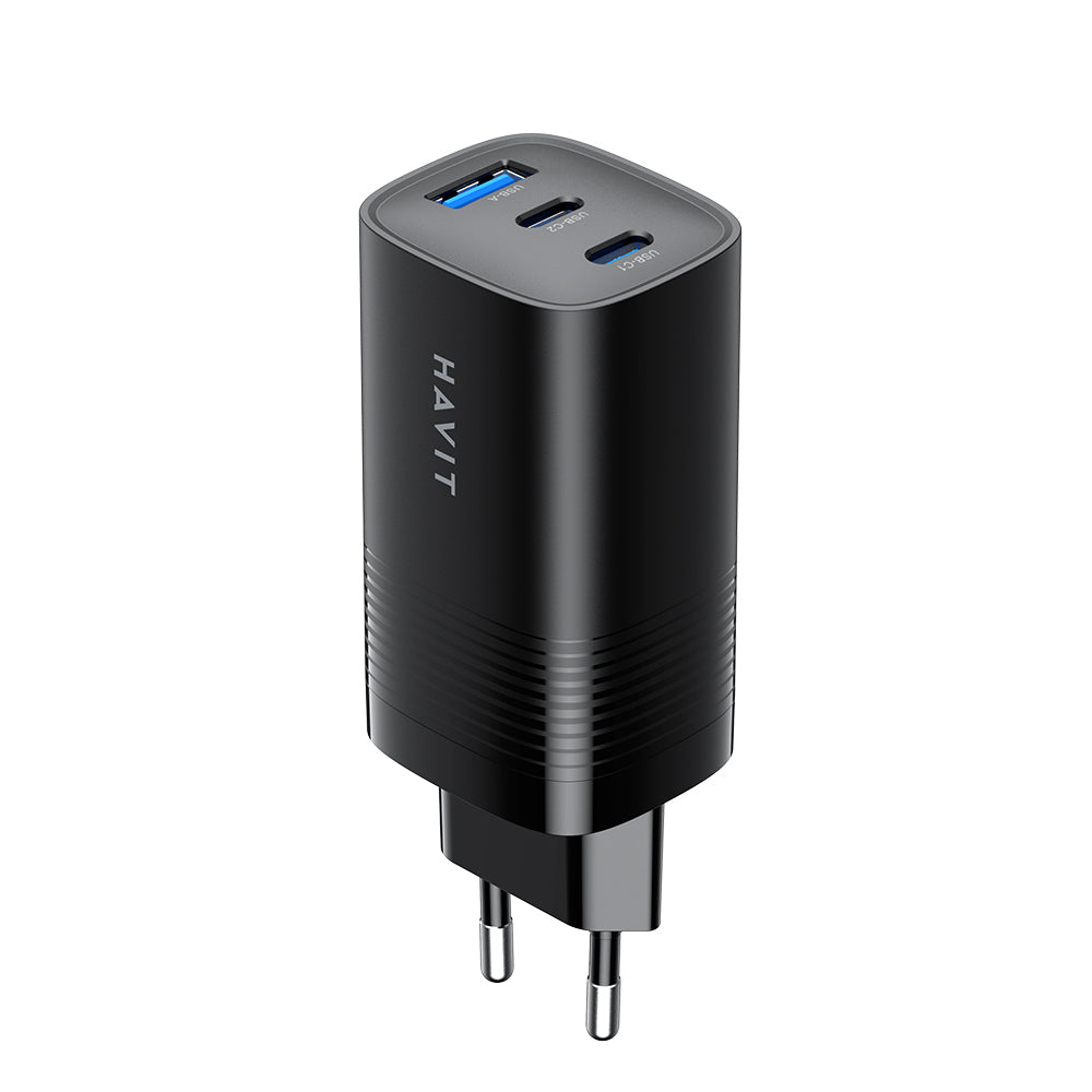 Hálózati töltő HAVIT UC20, 65W, 3A, 1 x USB-A - 2 x USB-C, Fekete