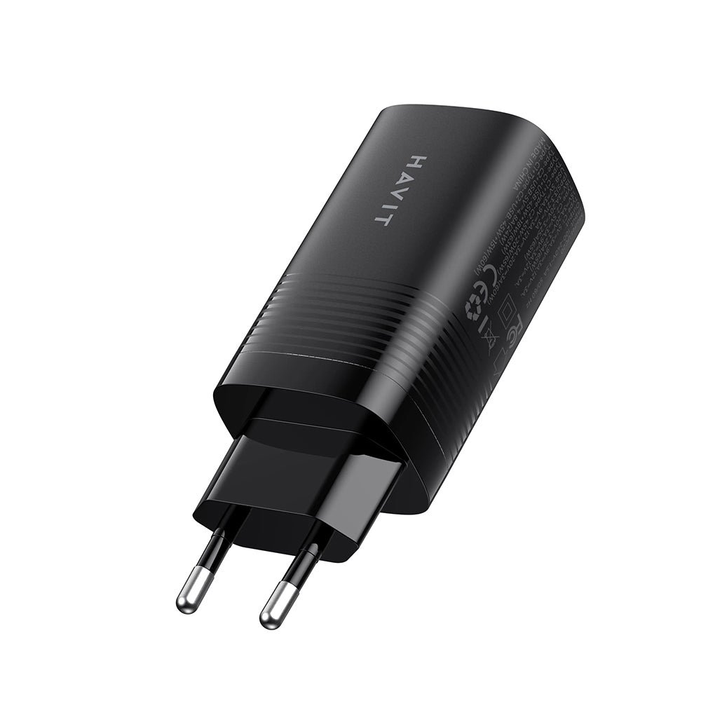 Hálózati töltő HAVIT UC20, 65W, 3A, 1 x USB-A - 2 x USB-C, Fekete