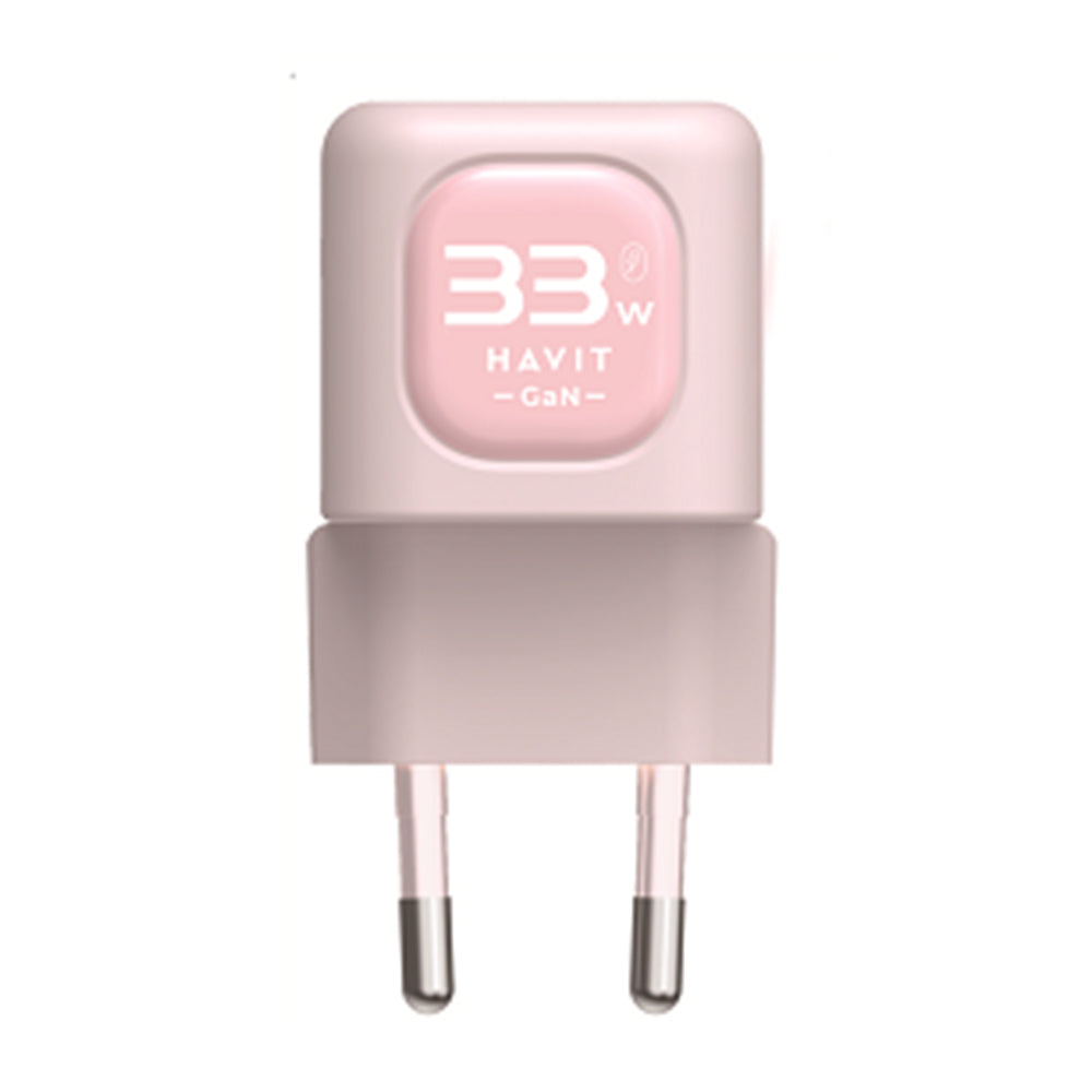 HAVIT UC230 hálózati töltő, 33W, 3A, 1 x USB-A - 1 x USB-C, Rózsaszín