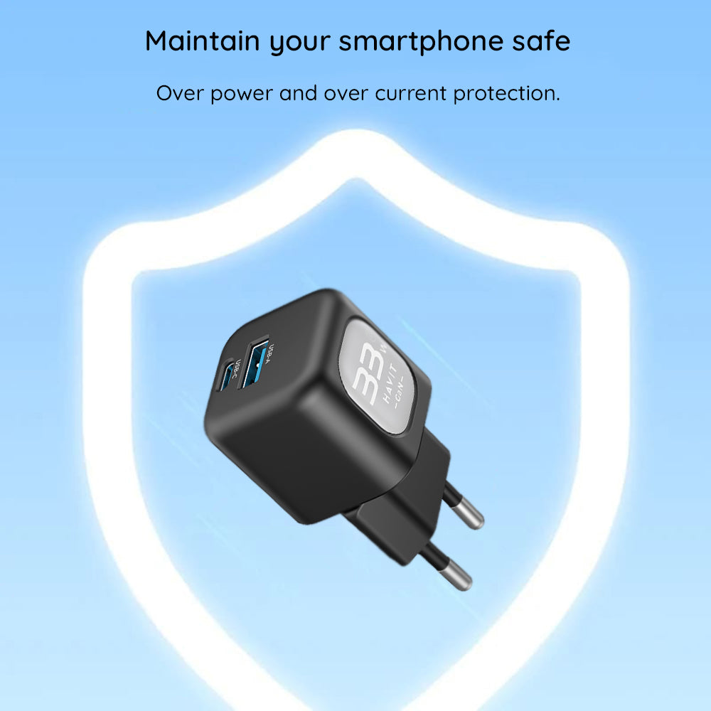 HAVIT UC230 hálózati töltő, 33W, 3A, 1 x USB-A - 1 x USB-C, zöld