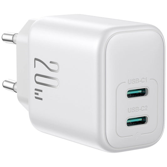 Joyroom JR-TCF12 Hálózati Töltő, 20W, 3A, 2 x USB-C, Fehér