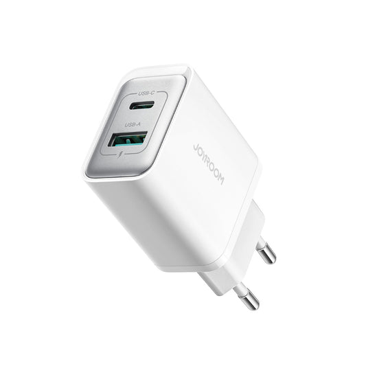 Joyroom JR-TCF15 hálózati töltő, 30W, 5A, 1 x USB-A - 1 x USB-C, Fehér