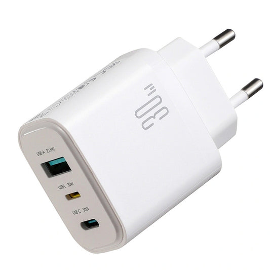 Joyroom JR-TG6 hálózati töltő, 30W, 3A, 1 x Lightning - 1 x USB-A - 1 x USB-C, Fehér