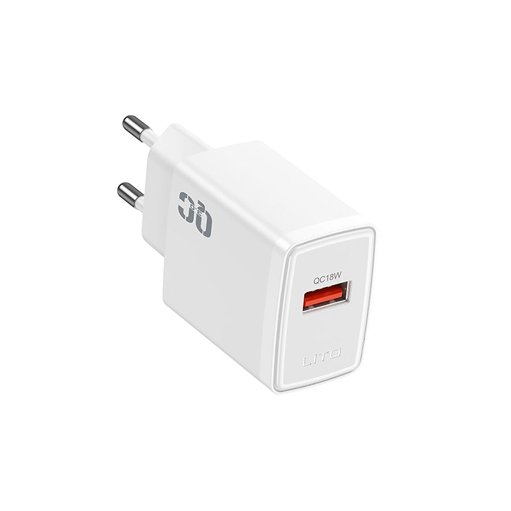 Lito LC08 hálózati töltő, 18W, 3A, 1 x USB-A, Fehér