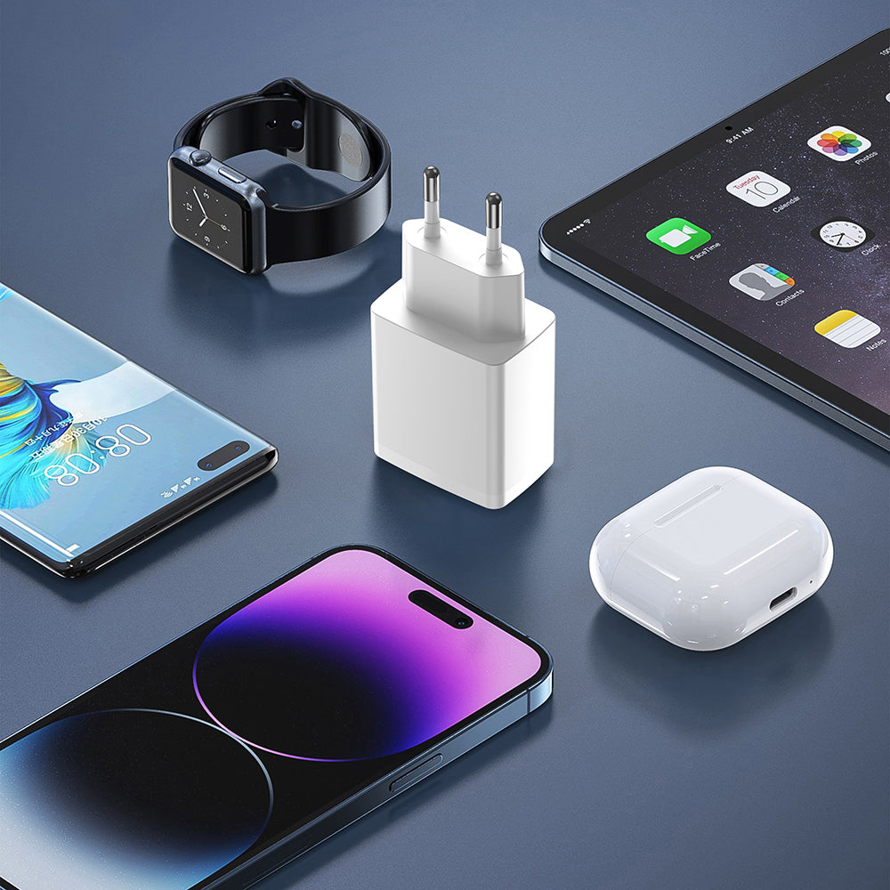 Lito LC09 hálózati töltő, 20W, 3A, 1 x USB-A - 1 x USB-C, Fehér