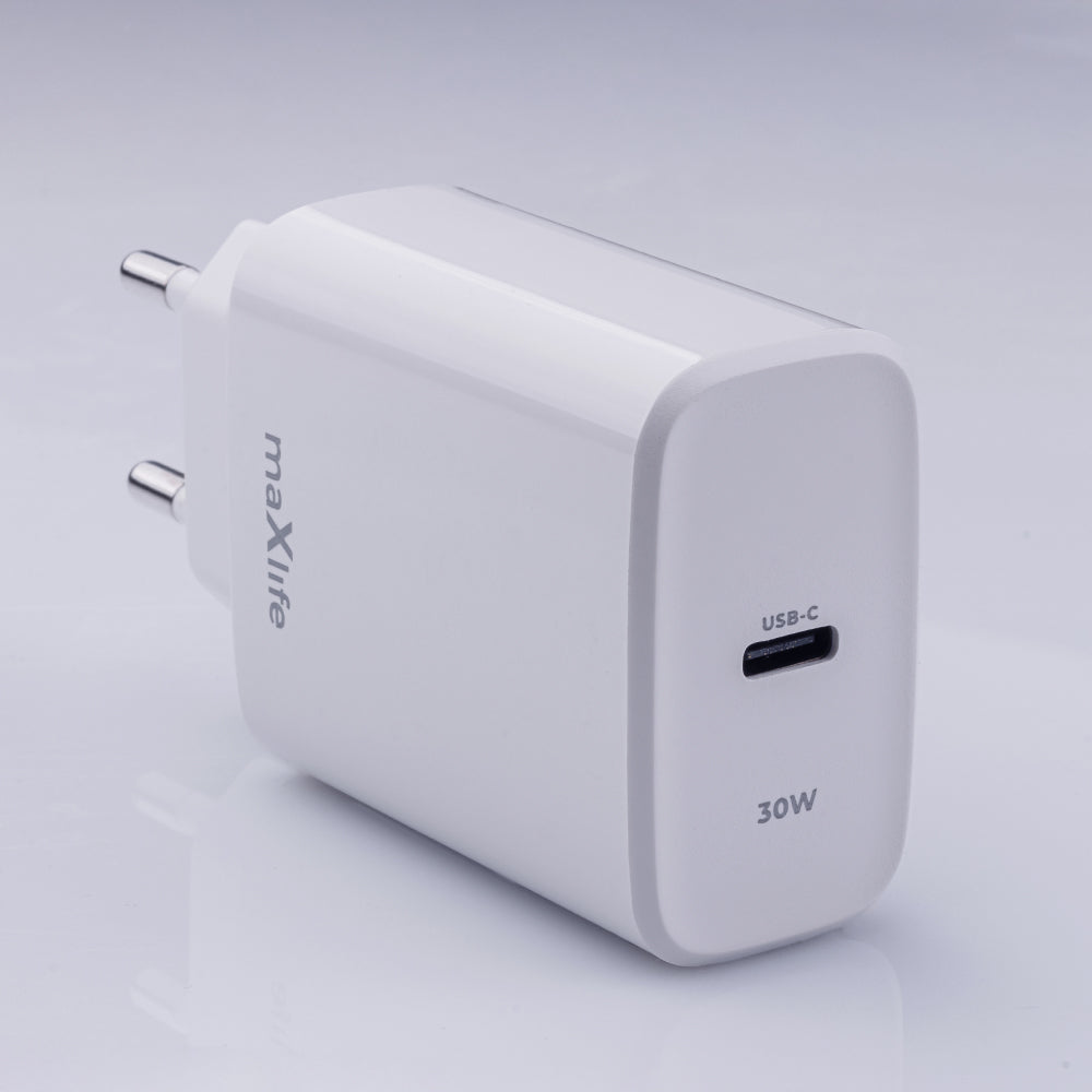 MaXlife MXTC-10-30C hálózati töltő, 30W, 3A, 1 x USB-C, fehér