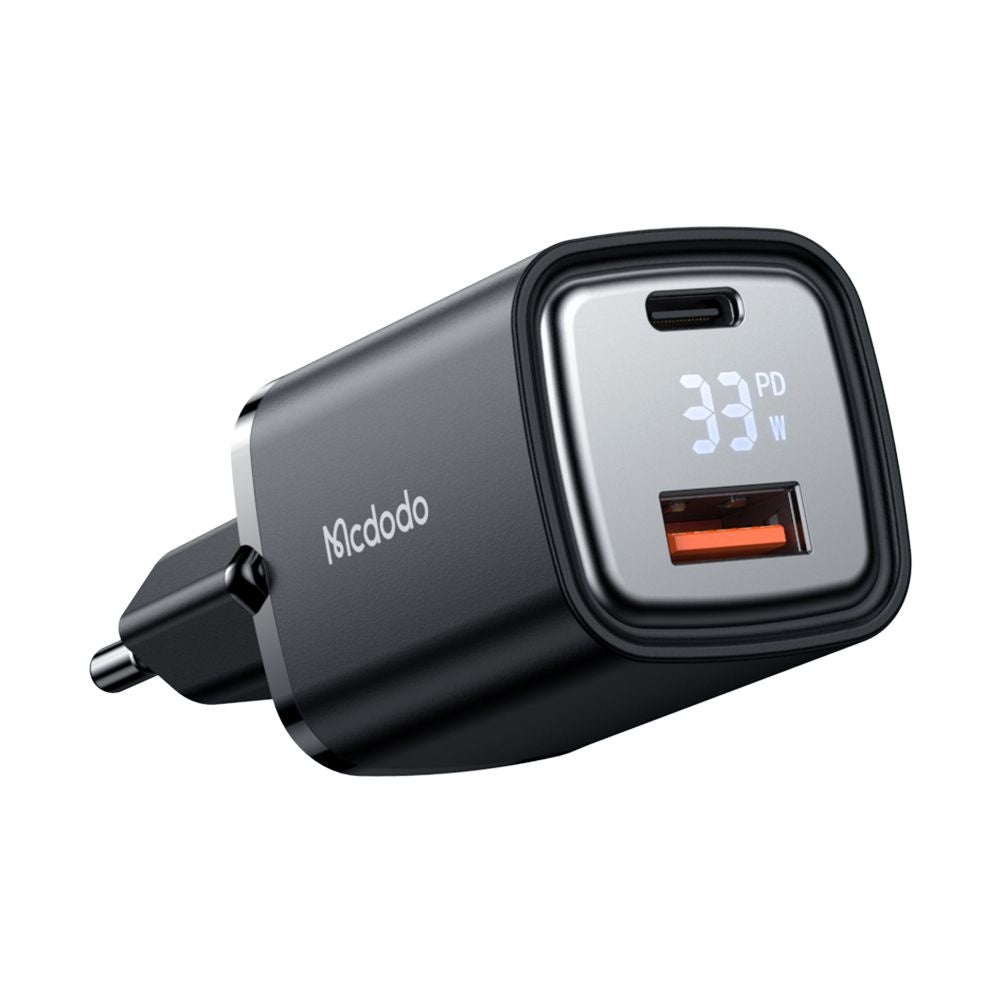 McDodo CH-1701 Graphite Display hálózati töltő, 33W, 3A, 1 x USB-A - 1 x USB-C, Fekete