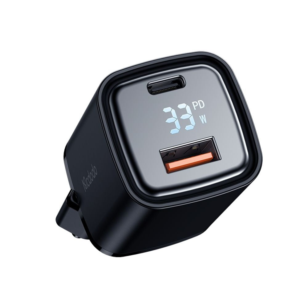 McDodo CH-1701 Graphite Display hálózati töltő, 33W, 3A, 1 x USB-A - 1 x USB-C, Fekete