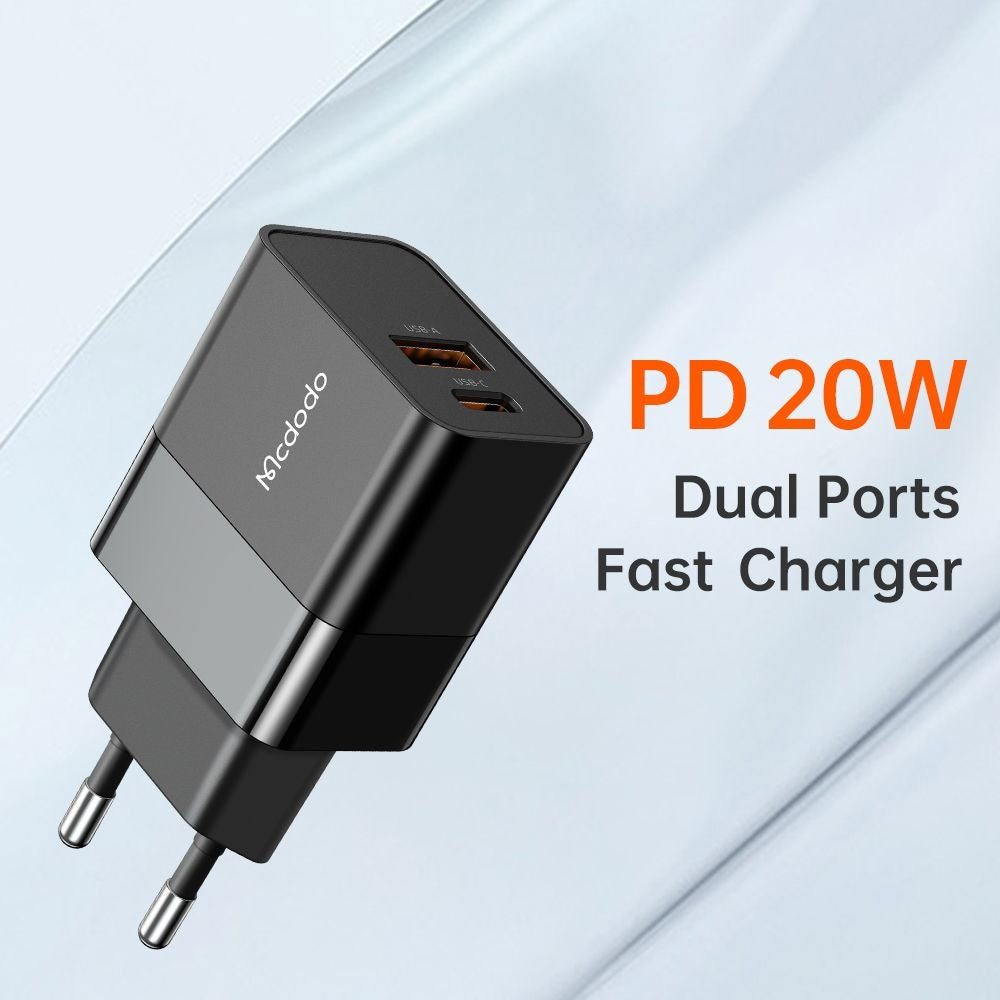 McDodo CH-1951 Hydrogen hálózati töltő, 20W, 3A, 1 x USB-A - 1 x USB-C, fekete