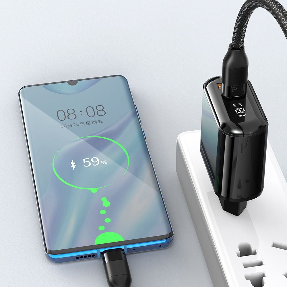 McDodo CH-7170 Chocolate Display hálózati töltő, 20W, 3A, 1 x USB-A - 1 x USB-C, fekete