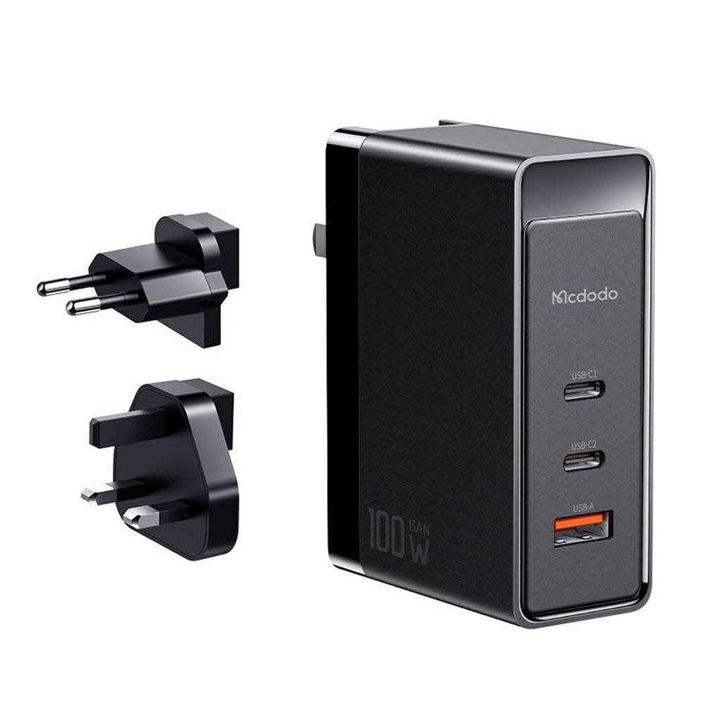 McDodo CH-8101 Pro Nuc AR Power Travel hálózati töltő, 100W, 5A, 1 x USB-A - 2 x USB-C, fekete