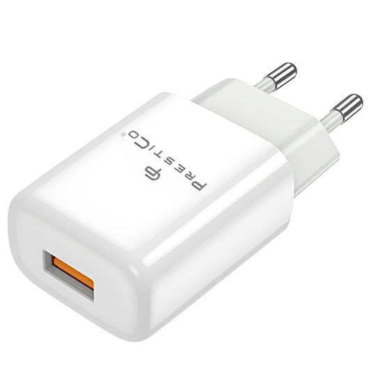 Network Charger Prestico F7, 12W, 2.4A, 1 x USB-A, White