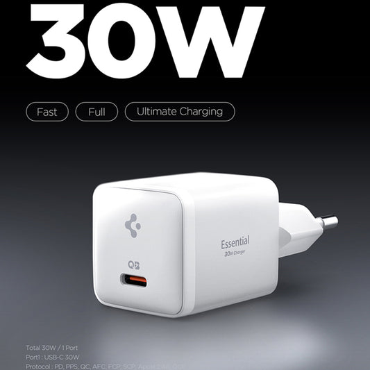 Spigen EE301EU Essential hálózati töltő, 30W, 3A, 1 x USB-C, Fehér ACH09492