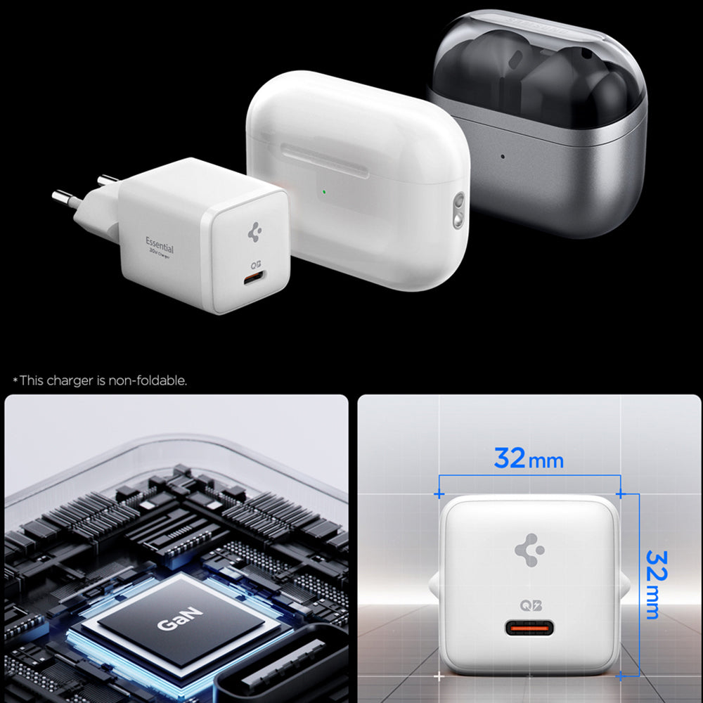 Spigen EE301EU Essential hálózati töltő, 30W, 3A, 1 x USB-C, Fehér ACH09492