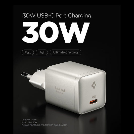 Spigen EE301EU Essential hálózati töltő, 30W, 3A, 1 x USB-C, Titán szürke ACH10448
