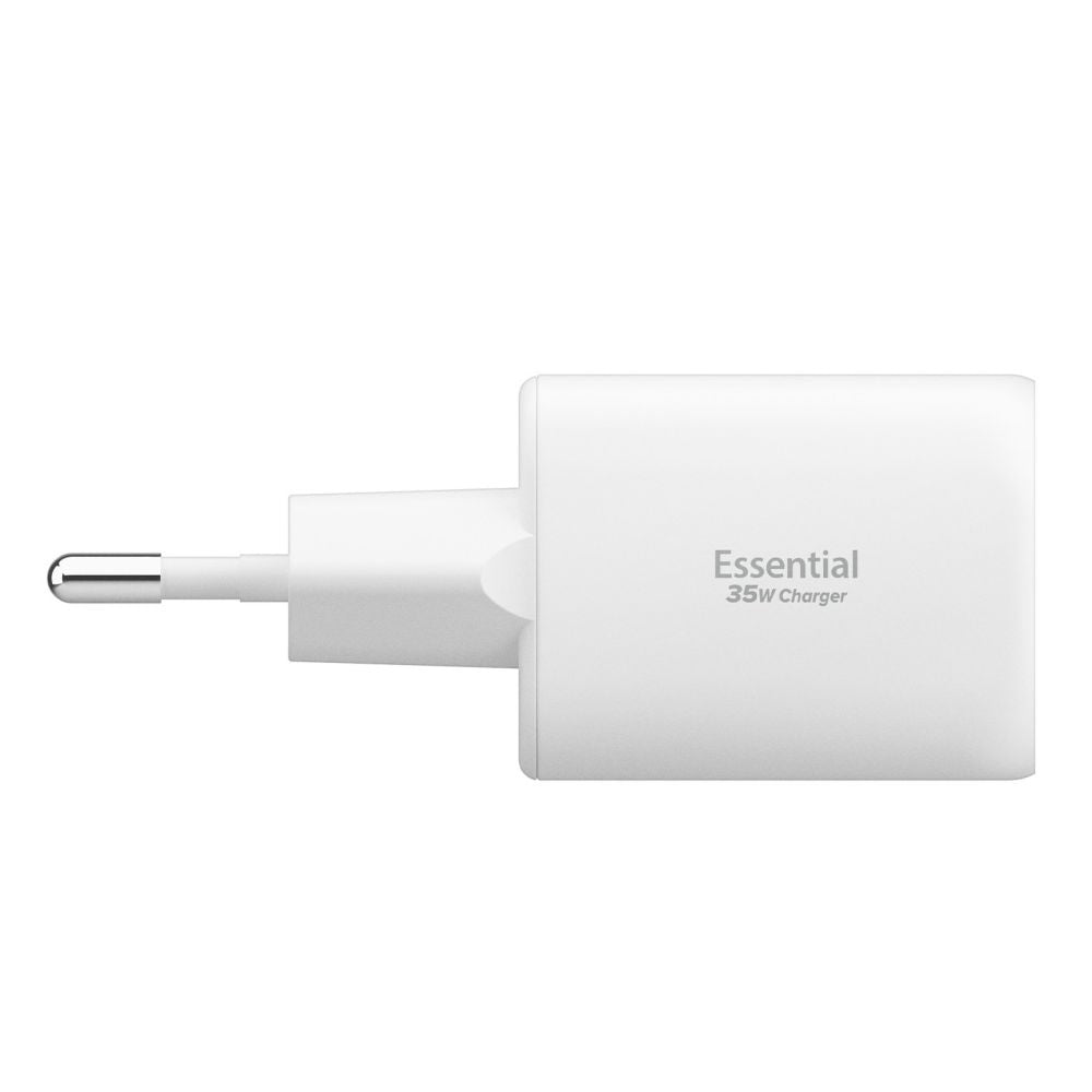 Spigen Essential hálózati töltő, 35W, 3A, 1 x USB-A - 1 x USB-C, Fehér
