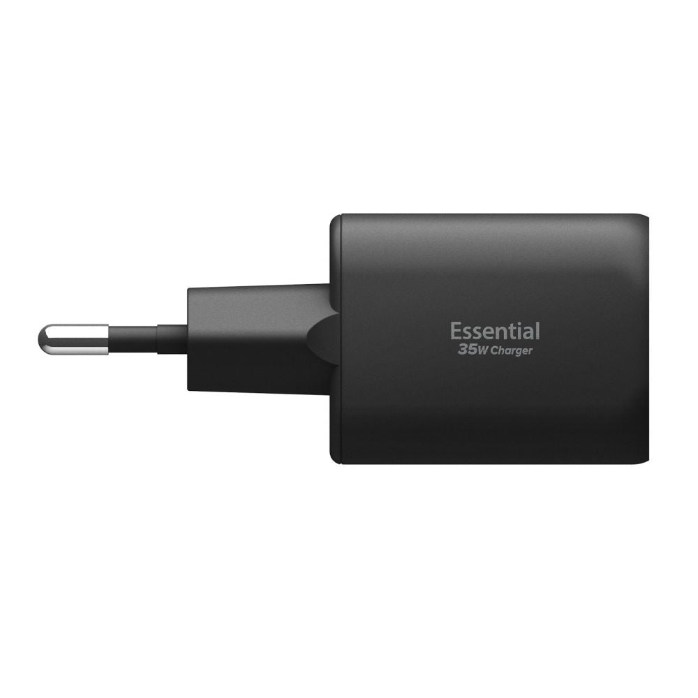 Spigen Essential hálózati töltő, 35W, 3A, 1 x USB-A - 1 x USB-C, Fekete