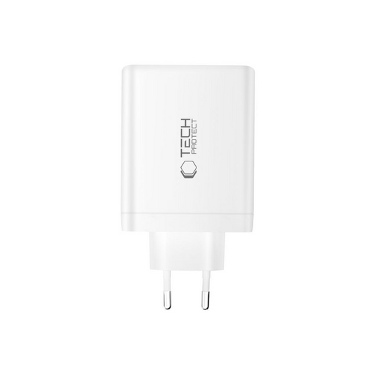 Tech-Protect NC140W-GAN hálózati töltő, 140W, 5A, 1 x USB-A - 3 x USB-C, Fehér