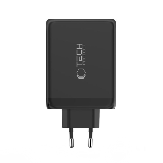 Tech-Protect NC200W-GAN hálózati töltő, 200W, 5A, 1 x USB-A - 3 x USB-C, Fekete