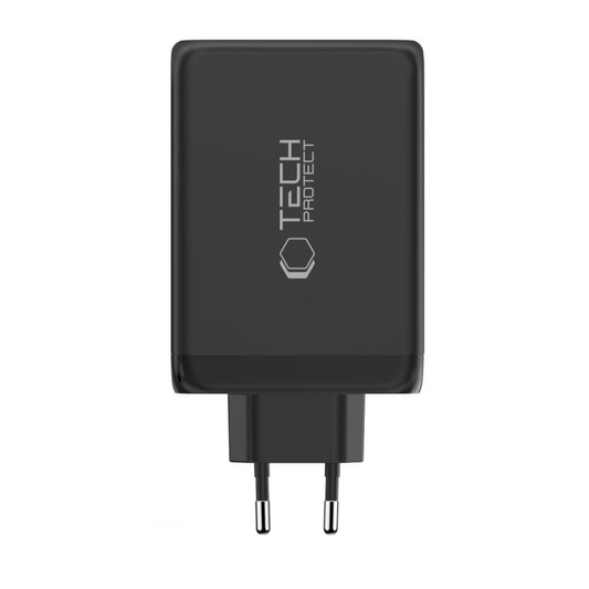 Tech-Protect NC240W-GAN Hálózati Töltő, 240W, 5A, 1 x USB-A - 3 x USB-C, Fekete