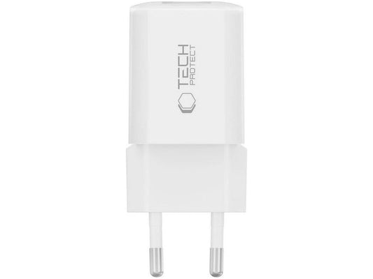 Tech-Protect NCM33W hálózati töltő, 33W, 3A, 1 x USB-A - 1 x USB-C, Fehér