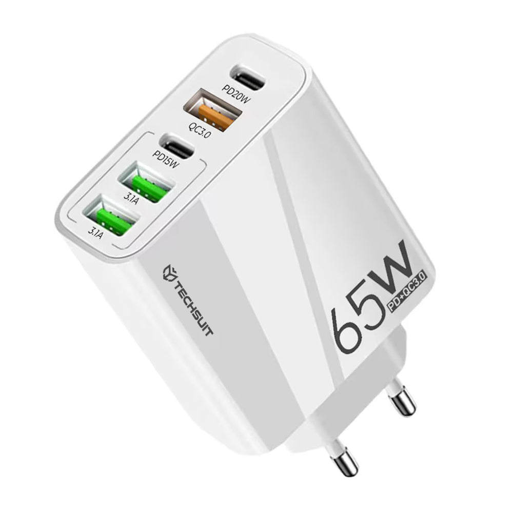Techsuit CHC2 PentaXPower Network Charger, 20W, 3A, 3 x USB-A - 2 x USB-C, White