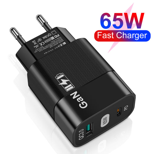 Techsuit CHPD131 Network Charger, 65W, 3.25A, 1 x USB-A - 1 x USB-C, Black