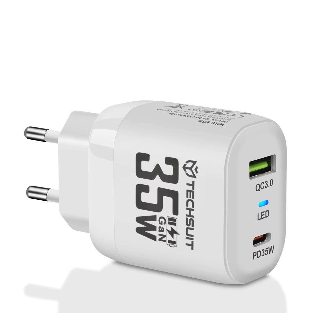 Techsuit CHPD174 hálózati töltő, 35W, 3A, 1 x USB-A - 1 x USB-C, fehér